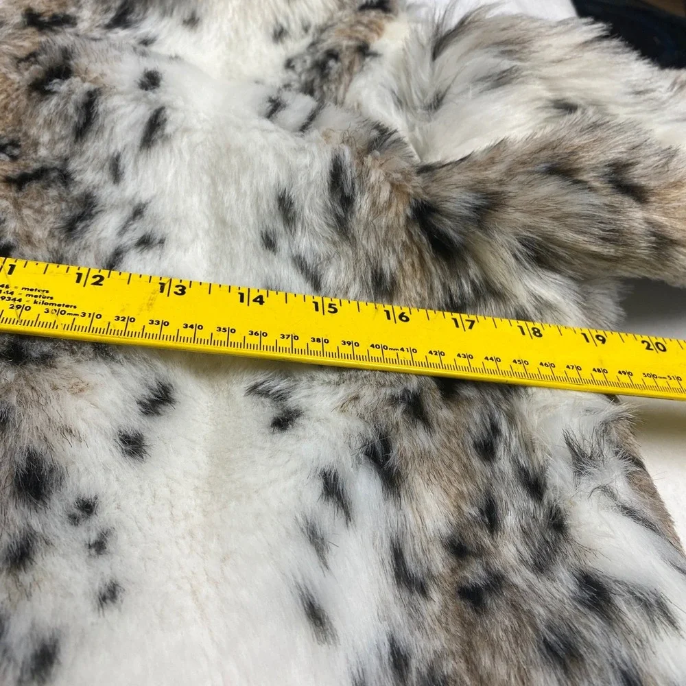 VTG Girl's Skyline Fun Fur‎ Faux Fur Hooded Jacket Snow Leopard Print Coat